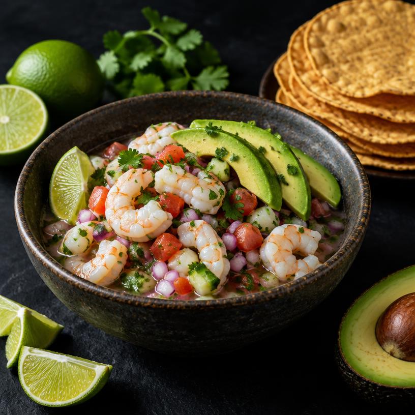 Ceviche with tostadas